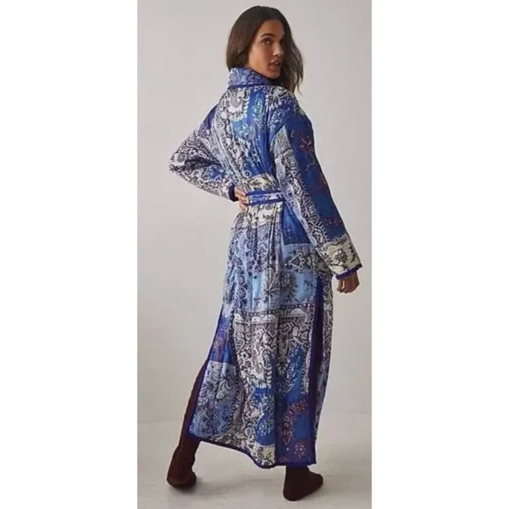 NEW Free People Intimately In Your Dream Robe Blue Paisley Size S $299 [jb] - Picture 3 of 9